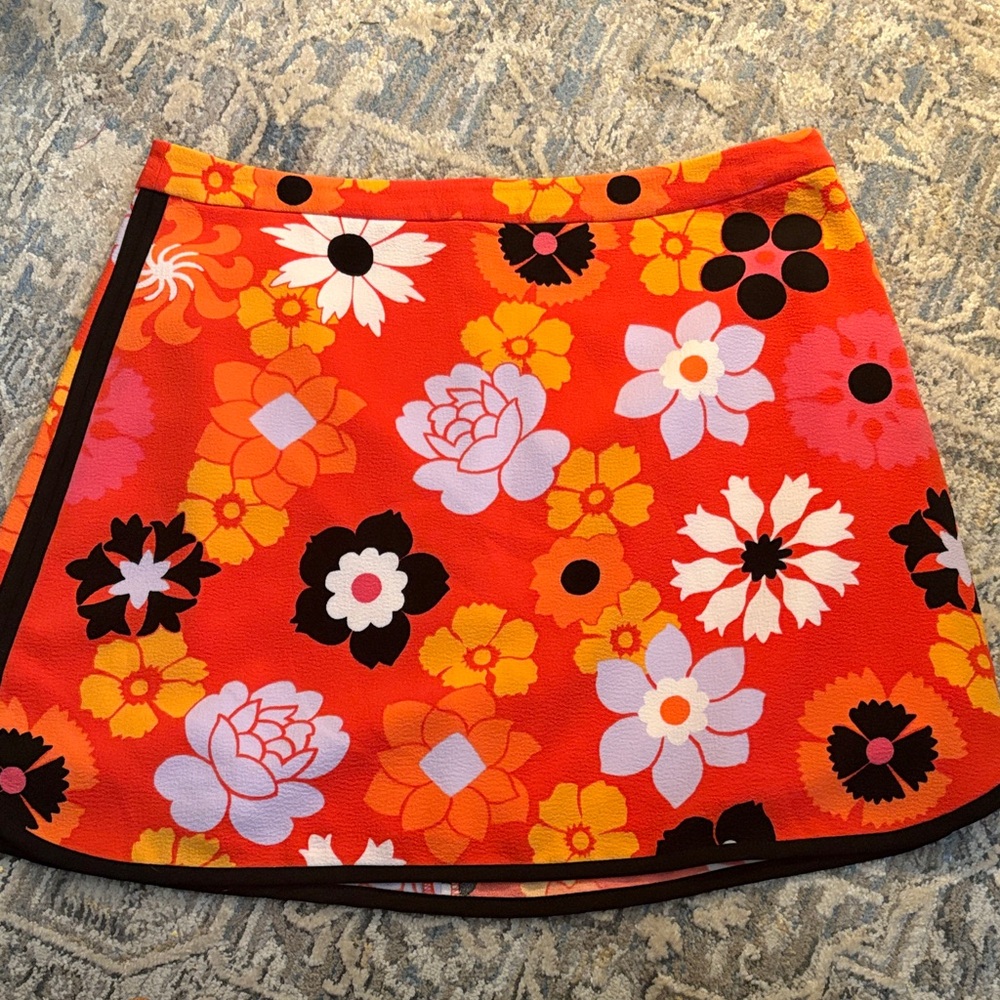 Victoria Beckham for Target Floral Mini Skirt - Orange and Black Size Large